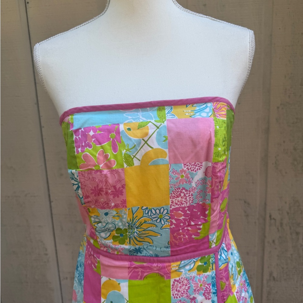 Lilly Pulitzer Vintage Strapless Patchwork Dress … - image 3